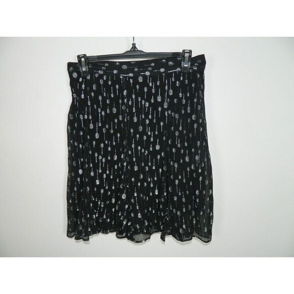 The Kooples‎ Skirts Size 3 Medium Black Silver Metallic Polka Dot Side Zip - Picture 1 of 7